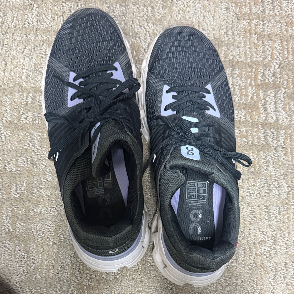 On Running Women's Black and White Athletic Shoes